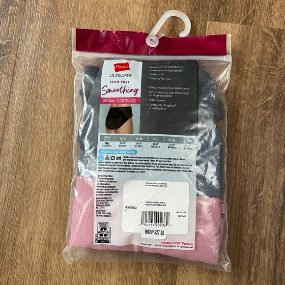 NEW Hanes Ultimate Seam free  Smoothing Hi Cut Underwear 3pk Sz 5 - Picture 4 of 7